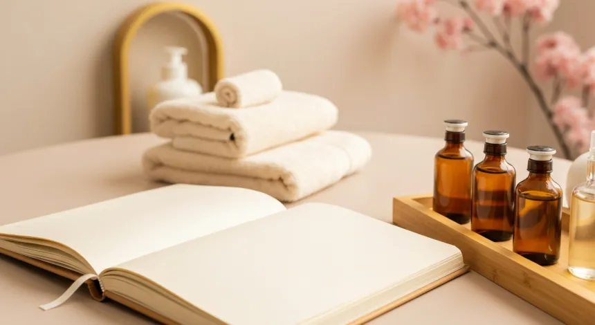 Praticienne head spa réalisant un massage du cuir chevelu sur une cliente allongée dans une cabine de soin